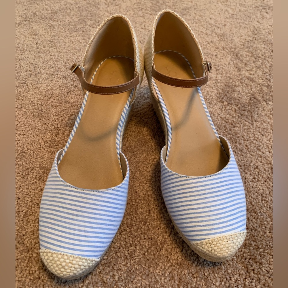 LOFT Striped Espadrille Wedges | Size 9.5 / Never Worn - Picture 2 of 11